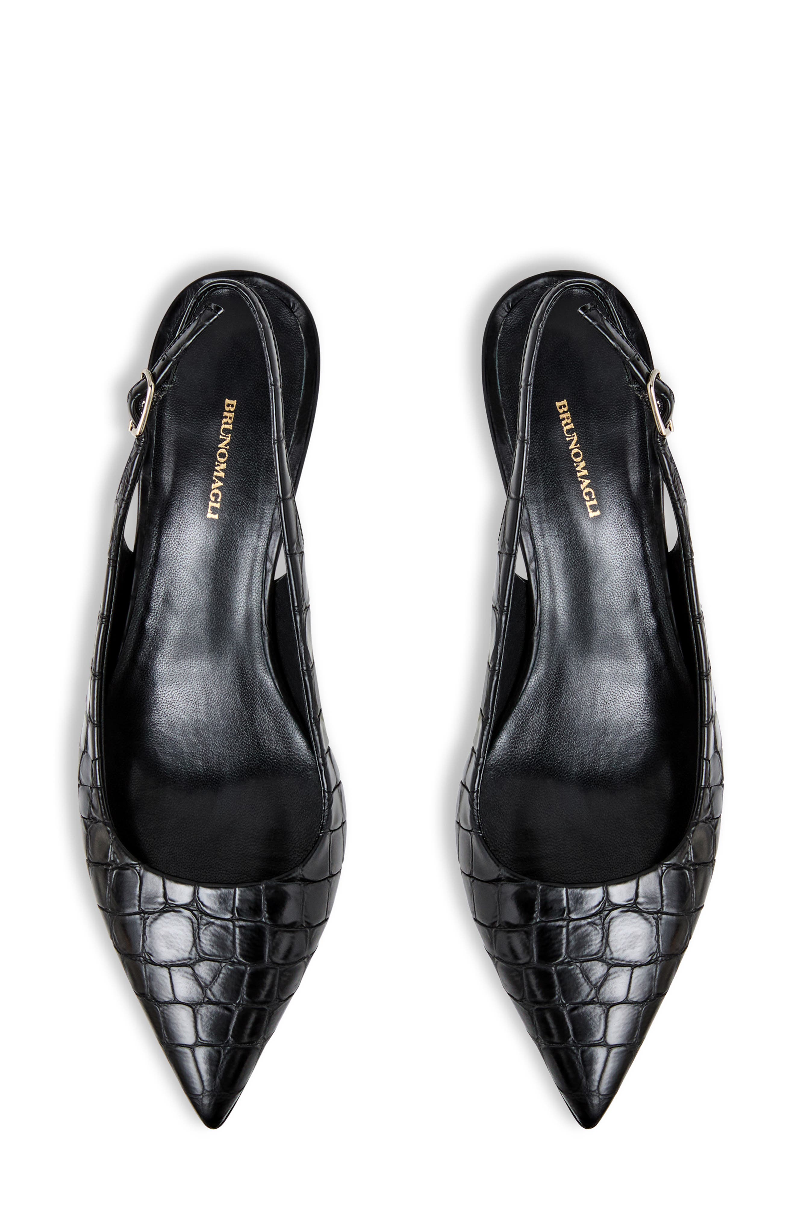 Bruno Magli Palerma Pointed Toe Kitten Heel Slingback Pump, Alternate, color, Black/ Croc