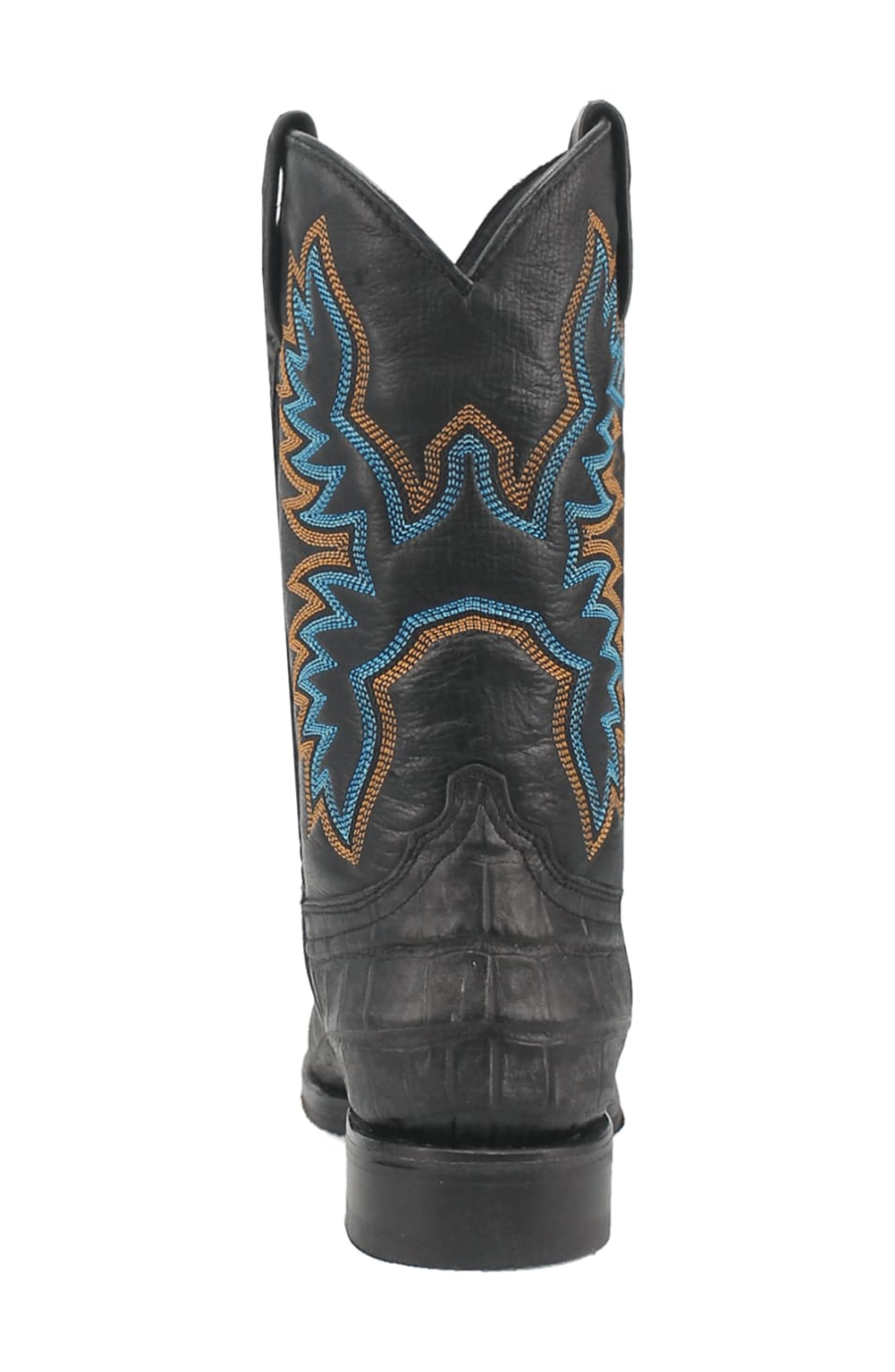 Dingo Trail Boss Alligator Embossed Cowboy Boot, Alternate, color, Black