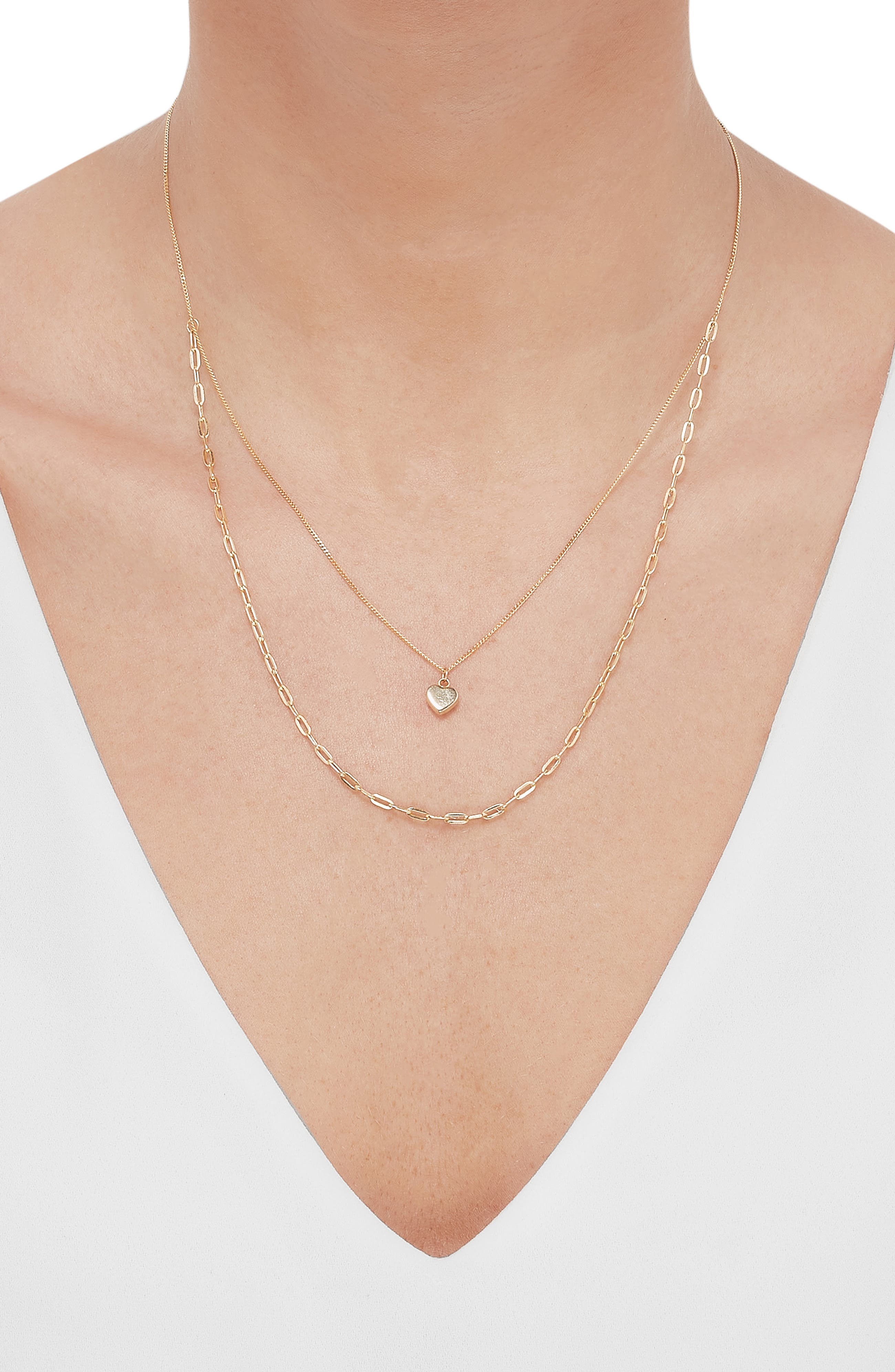 Frankie & Zoe 14K Yellow Gold Heart Pendant Layered Necklace (Women ...