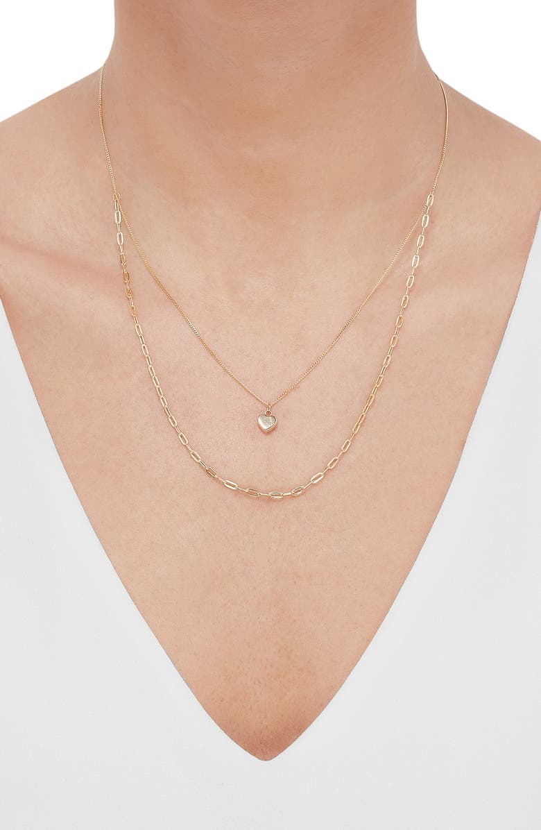 Frankie & Zoe 14K Yellow Gold Heart Pendant Layered Necklace, Alternate, color, Yellow Gold
