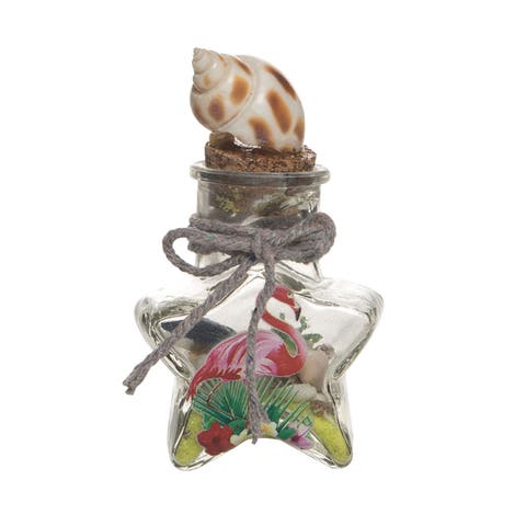 3.14" Gls Btl With Flamingo Sand & Toys