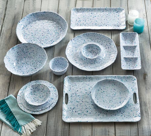 Tag Terrazzo Melamine Salad Plate Set Of Four Blue Multi In Gray
