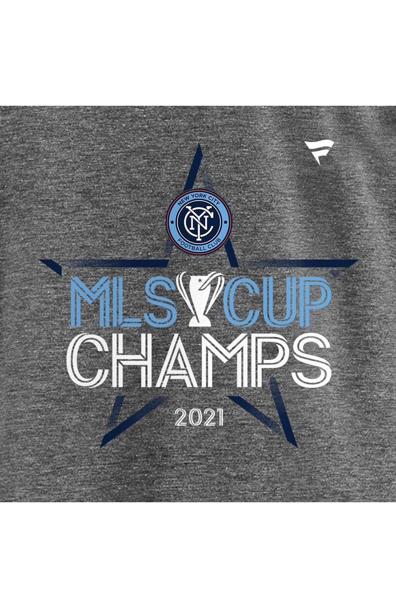 FANATICS Men's Fanatics Branded Heathered Gray New York City FC 2021 MLS Cup Champions Locker Room Raglan Long Sleeve T-Shirt, Alternate, color, 