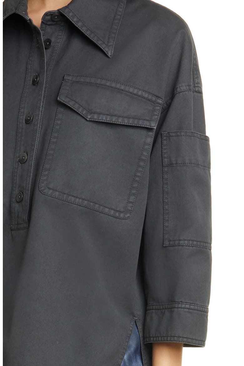 Garment Dyed Twill Oversize Cocoon Shirt, Alternate, color, STORM GREY