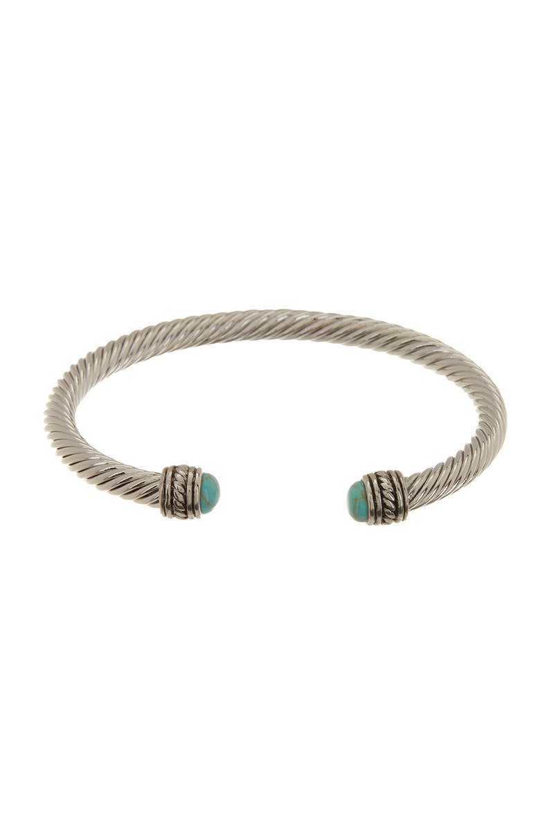 MESHMERISE Twisted Cable Turquoise Cuff Bangle, Main, color, 