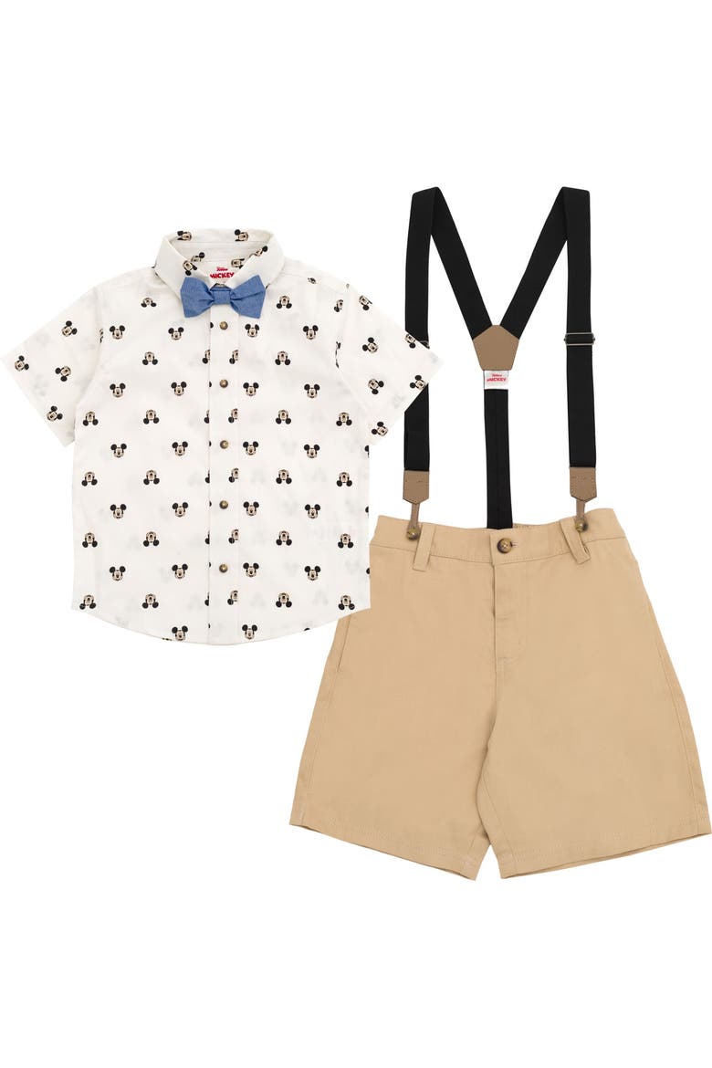 Mickey Mouse Wedding Button-Down Shirt and Pants Set, Main, color, Mickey Ivory Tan