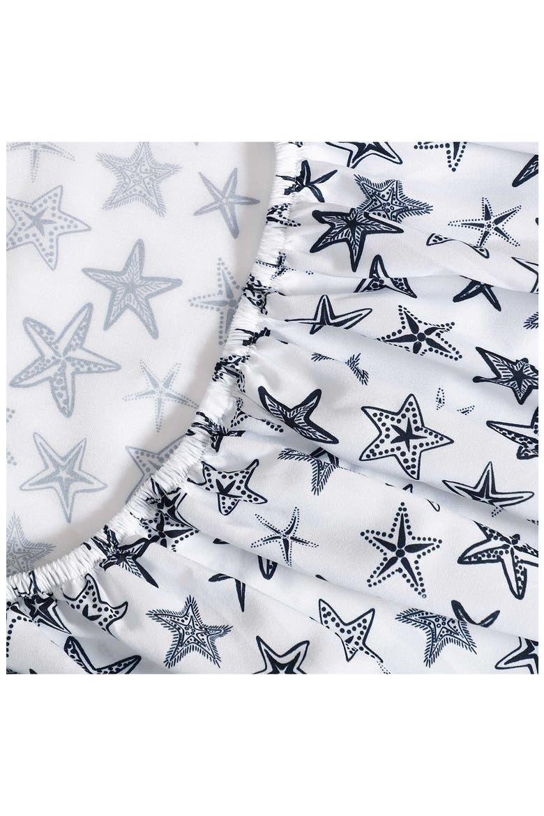 Saltwater Stars Cooling Microfiber Sheet Set, Alternate, color, WHITE/ BLACK MULTI