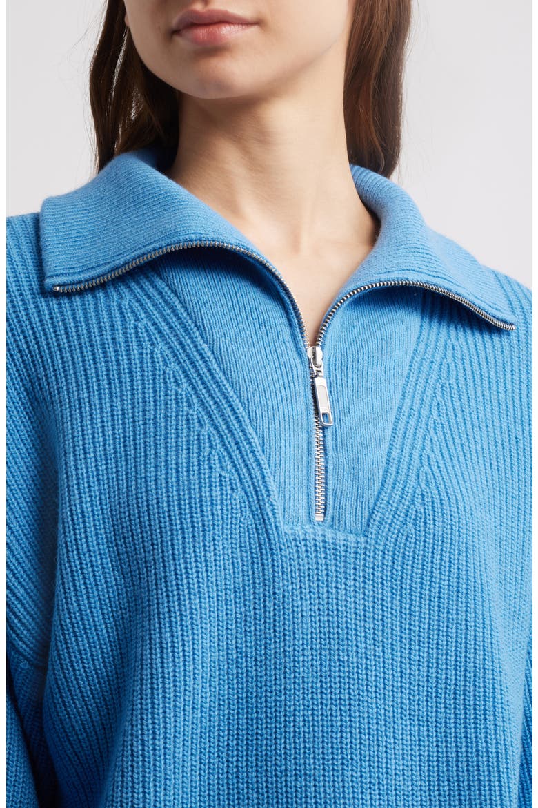 Quarter Zip Merino Wool & Cotton Sweater, Alternate, color, BLUE PARISIAN