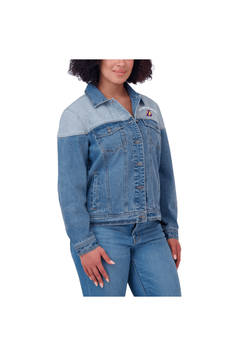 Women's WEAR by Erin Andrews Blue Los Angeles Lakers Full-Button Denim Jacket, Alternate, color, Blue