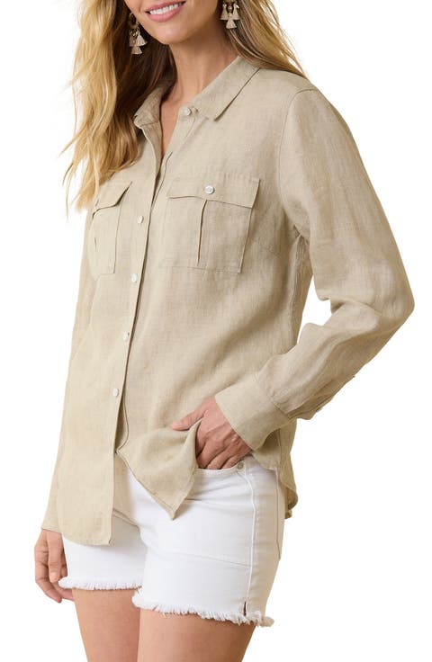 Coastalina Utility Linen Button-Up Shirt
