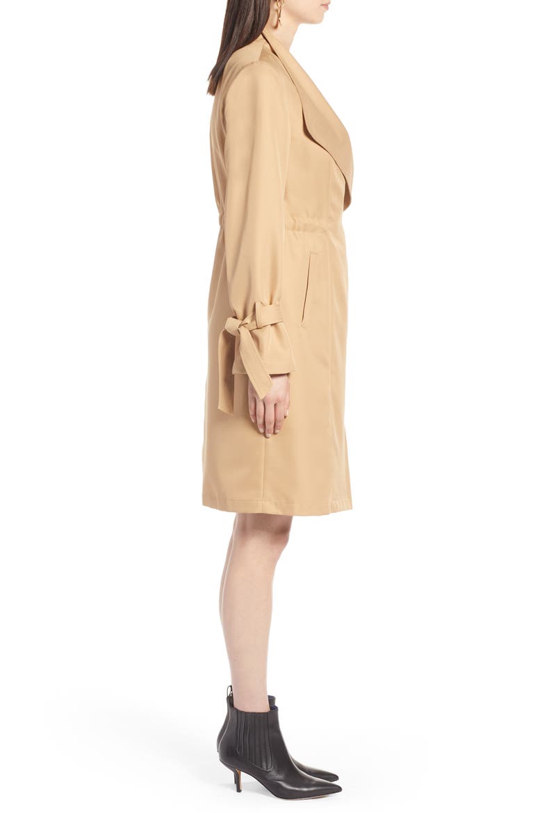 Tie Sleeve Trench Coat, Alternate, color, KHAKI