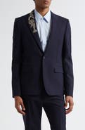 McQueen Crystal Embellished Peak Lapel Wool Sport Coat