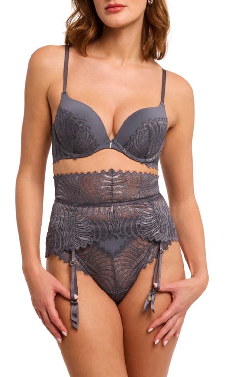 Montelle Intimates Nights Out Metallic Garter Belt In Gray