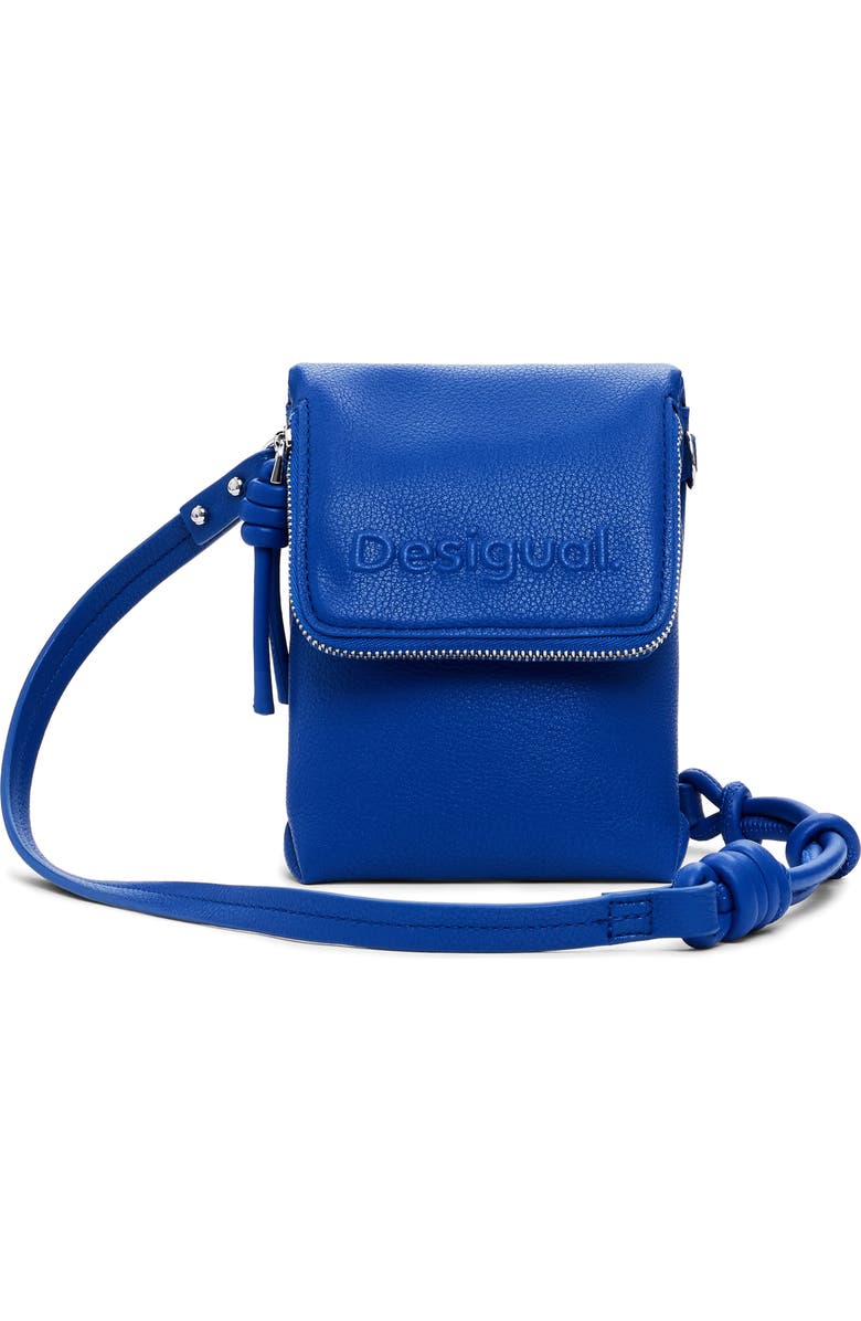 Desigual Faux Leather Phone Crossbody Bag, Main, color, Royal Blue