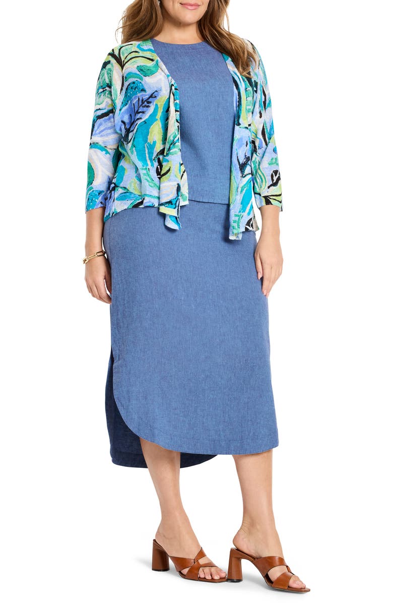 NIC+ZOE Island Beat 4-Way Linen Blend Cardigan, Alternate, color, Blue Multi