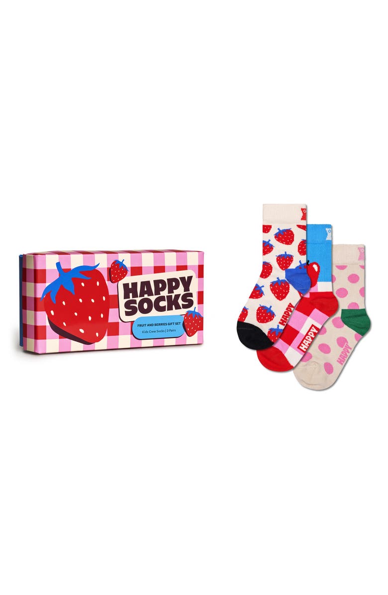 Happy Socks Kids' 3-Pack Fruits & Berries Assorted Socks Set, Main, color, 