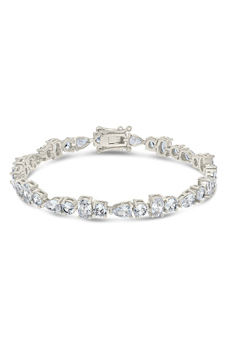 Sterling Forever Cubic Zirconia Bracelet, Main, color, Silver
