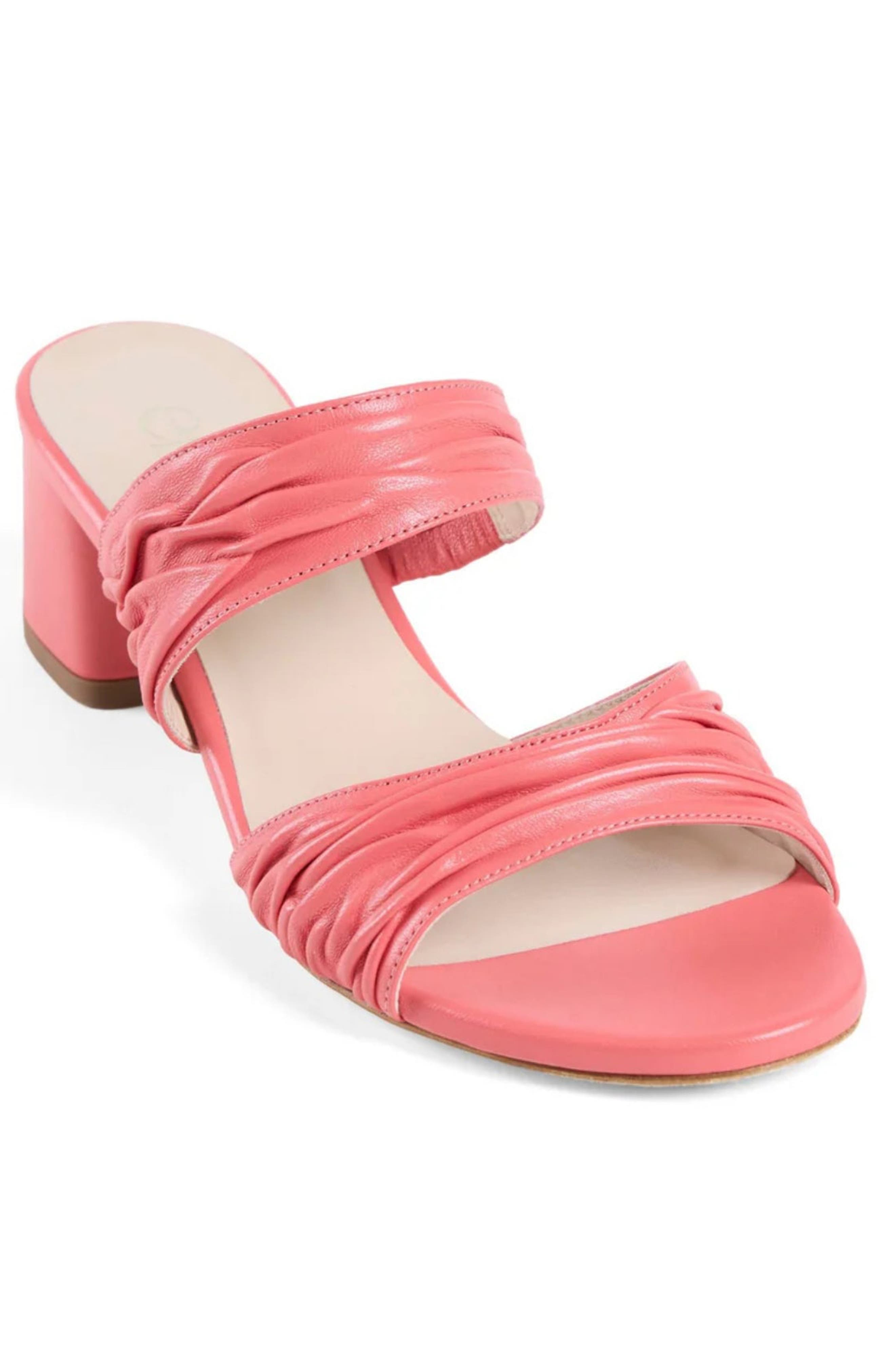 Sophia Sandal Leather Block Mid-Heel Mules, Main, color, Scarlet Red