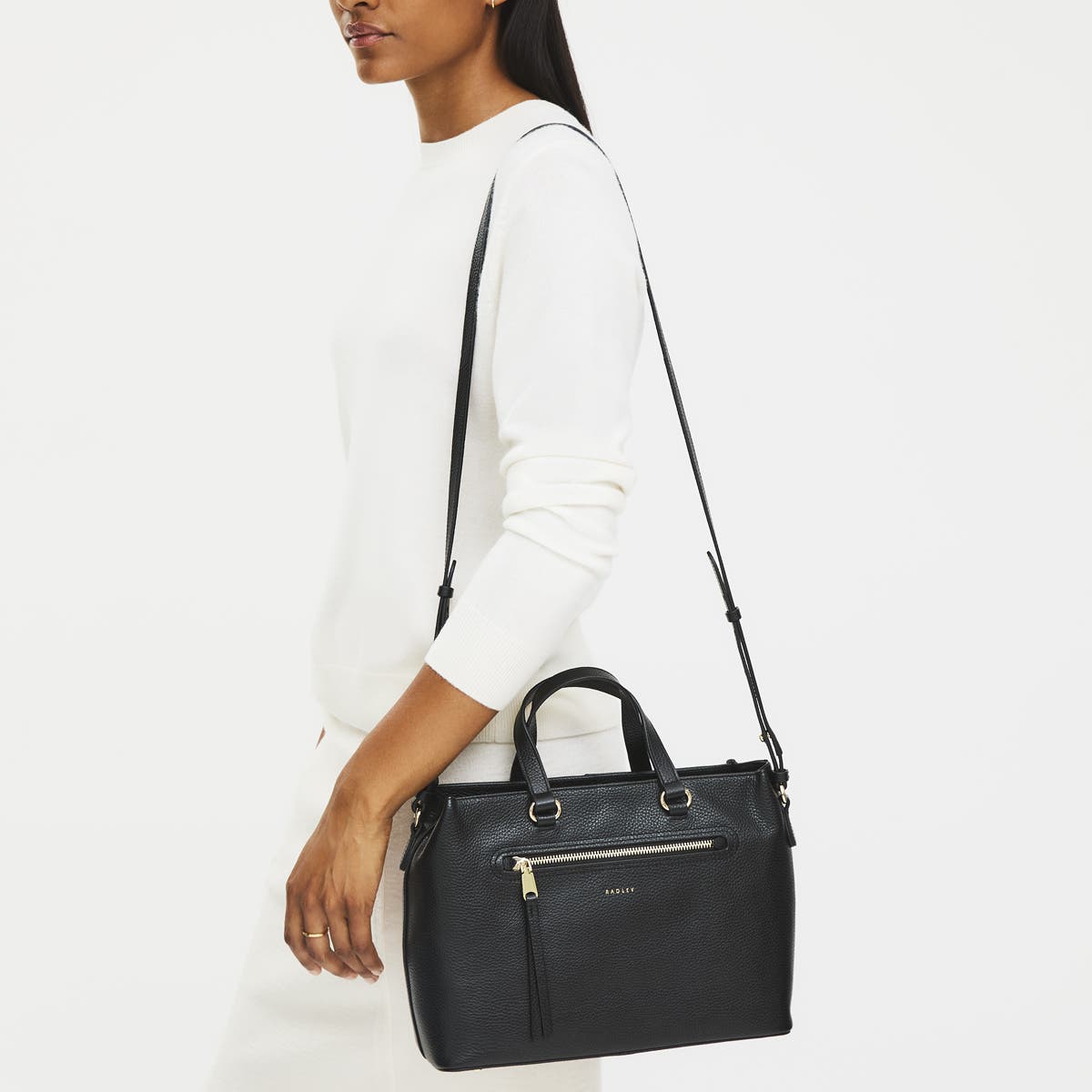 Radley Pickwick Medium Ziptop Satchel Bag, Alternate, color, Black