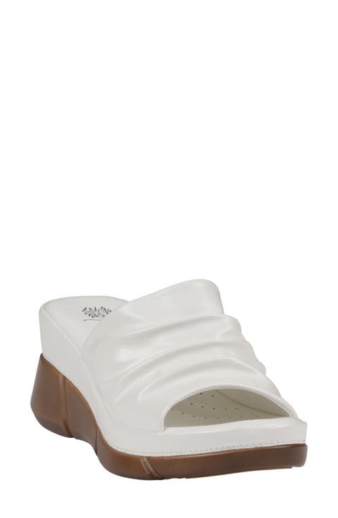 Nora Ruched Wedge Sandal (Women)