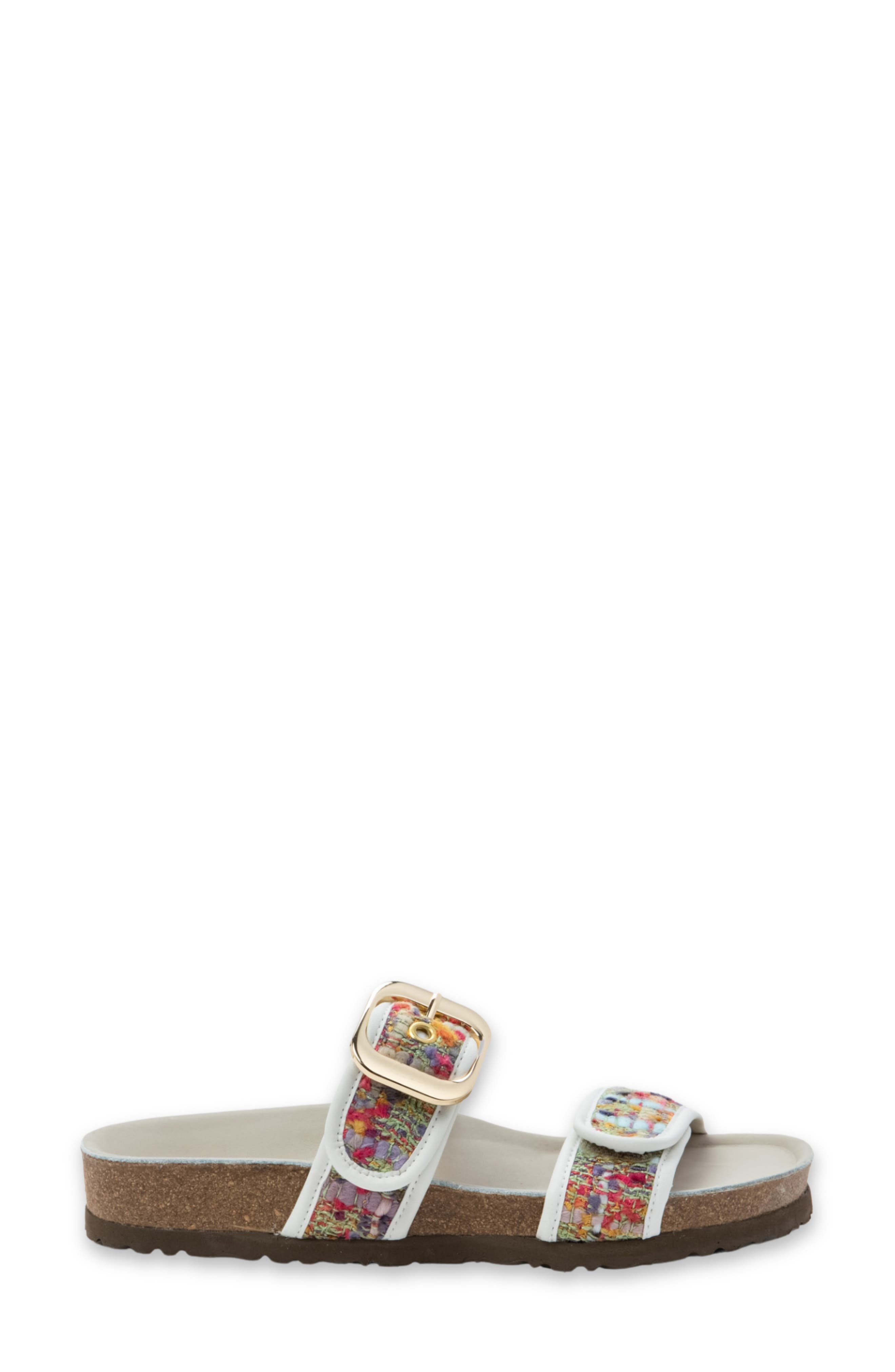 Nashville Double Band Slide Sandal, Alternate, color, PINK MARIGOLD WHITE LEATHER