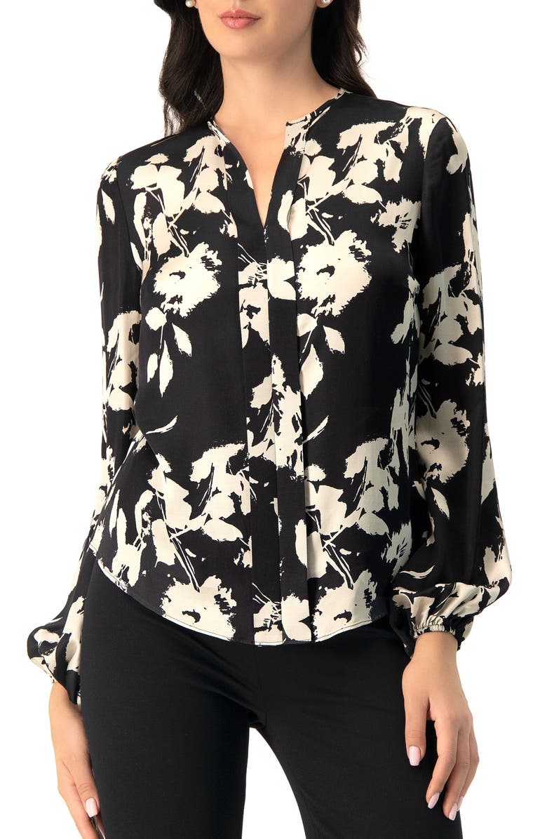 IVONNE Double front Placket Satin Shirt, Main, color, Black