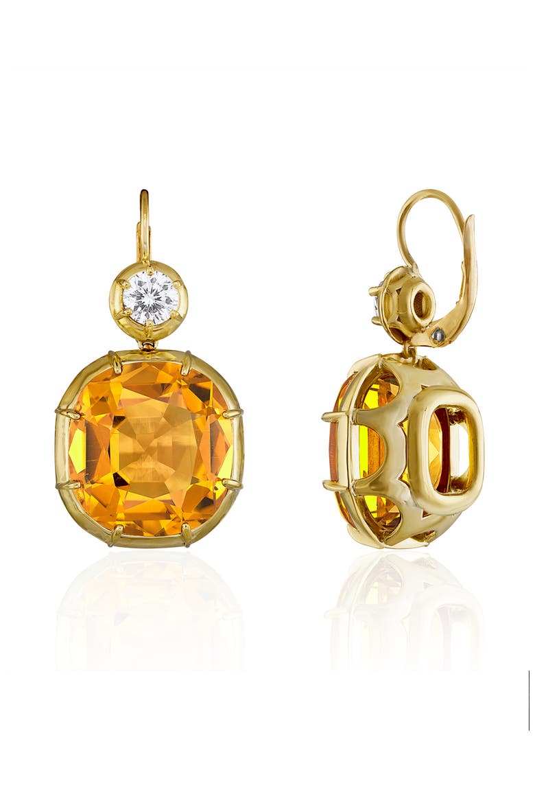 Imperial Citrine & Diamond Drop Earrings, Alternate, color, D1.20 CI 18KYG