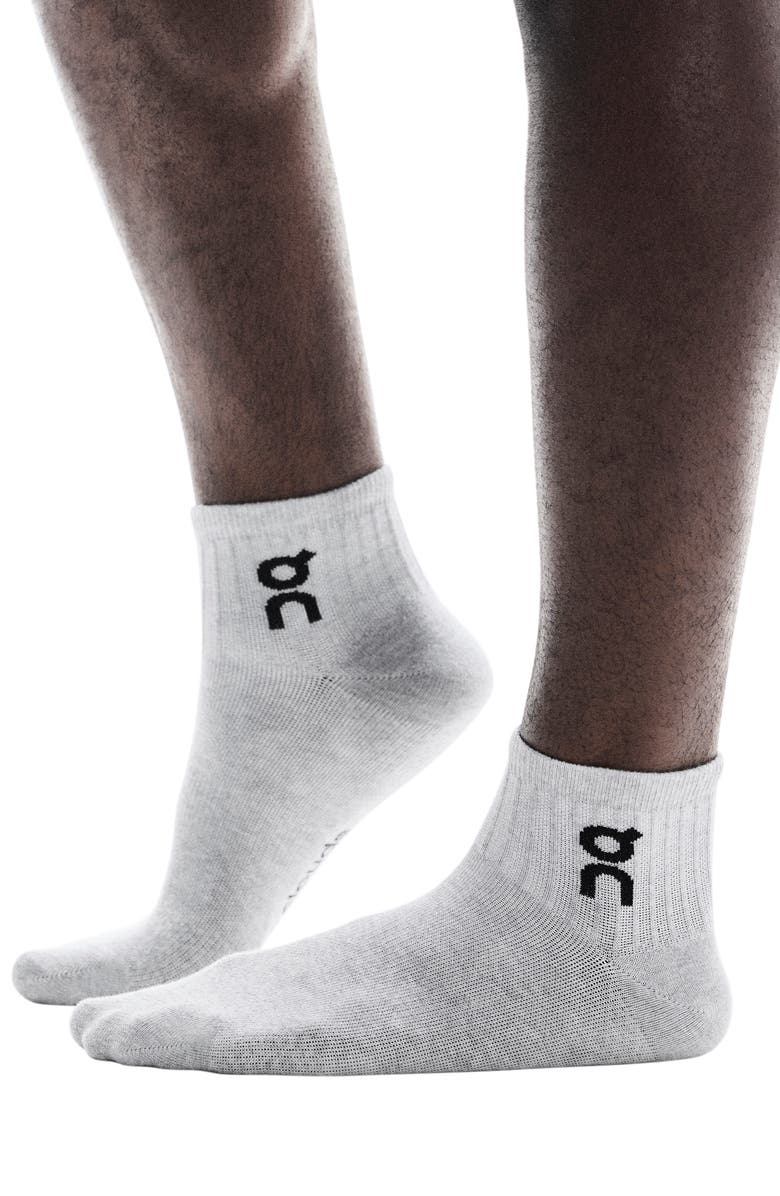 On Assorted 3-Pack Logo Quarter Socks, Alternate, color, Heather Gray