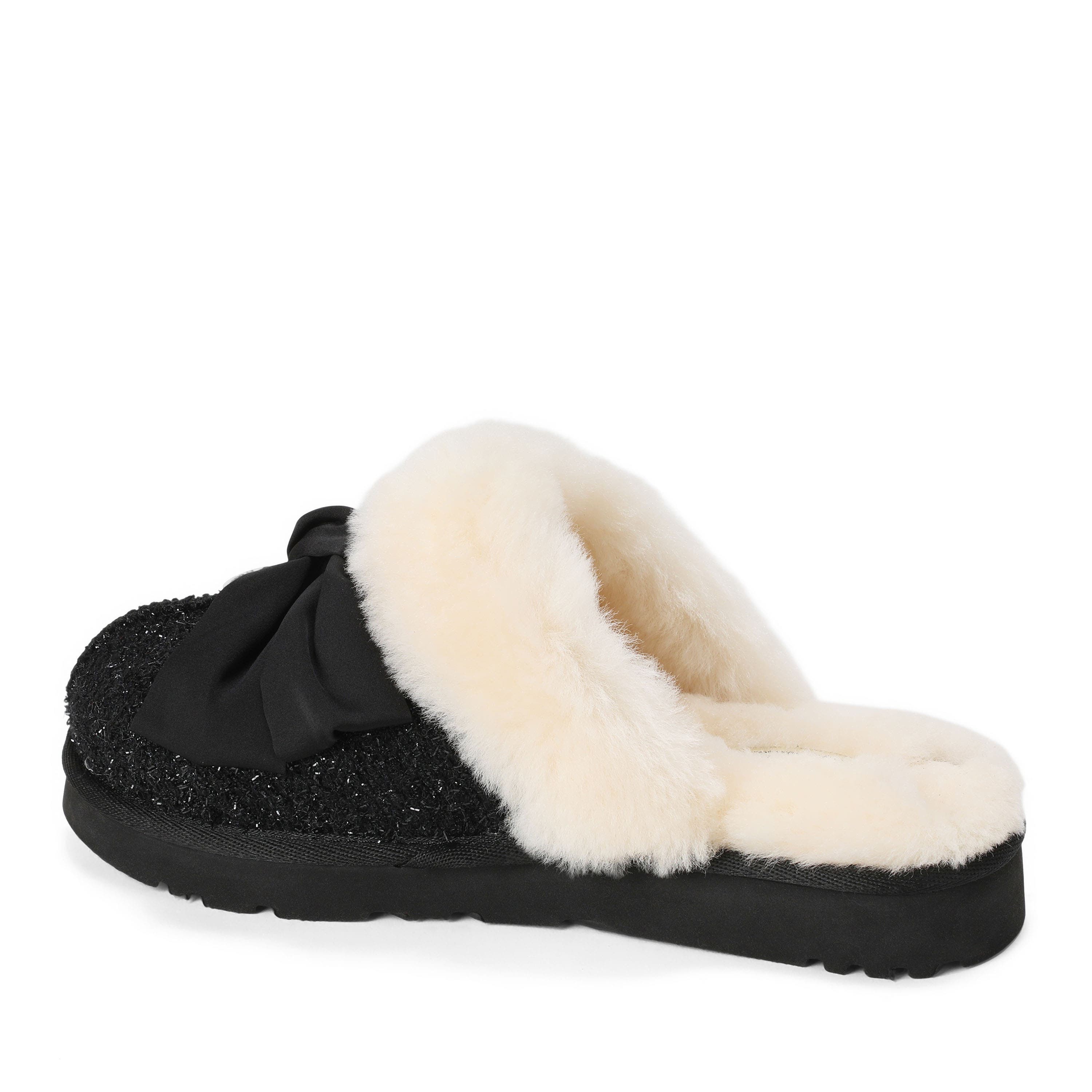 Fireside Sydney Dream Bow Scuff Slippers, Alternate, color, Black