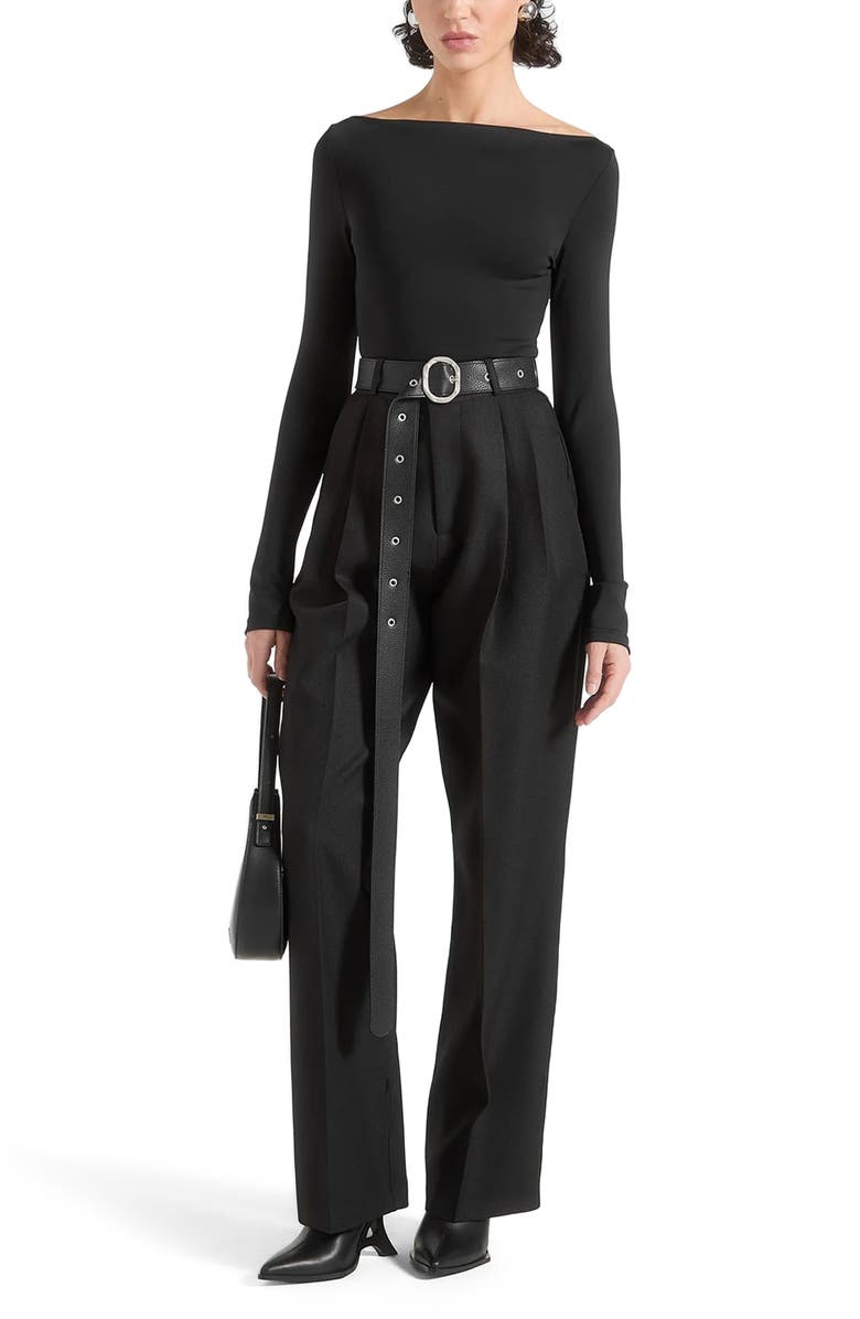 Manière De Voir Suzanne Tailored Trousers with Oversized Belt and Ankle Ties, Alternate, color,