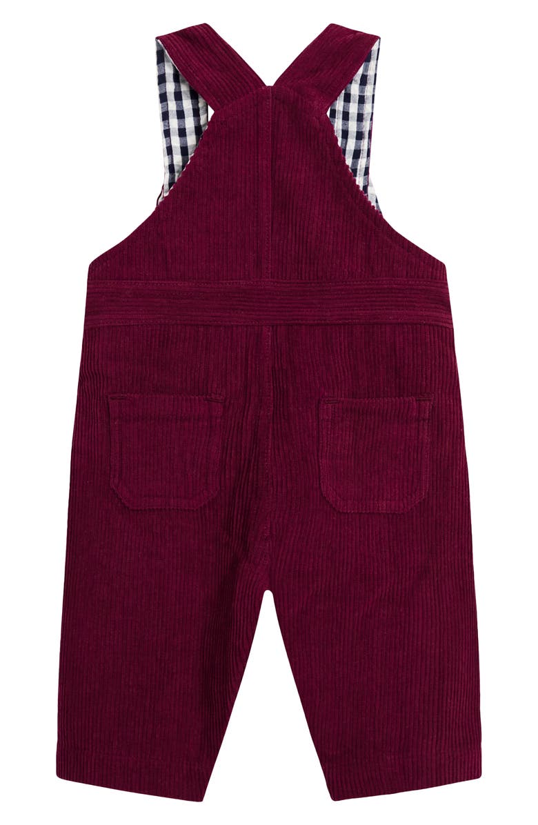 JOJO MAMAN BEBE Stripe Long Sleeve Cotton T-Shirt & Corduroy Overalls Set, Alternate, color, Burgundy