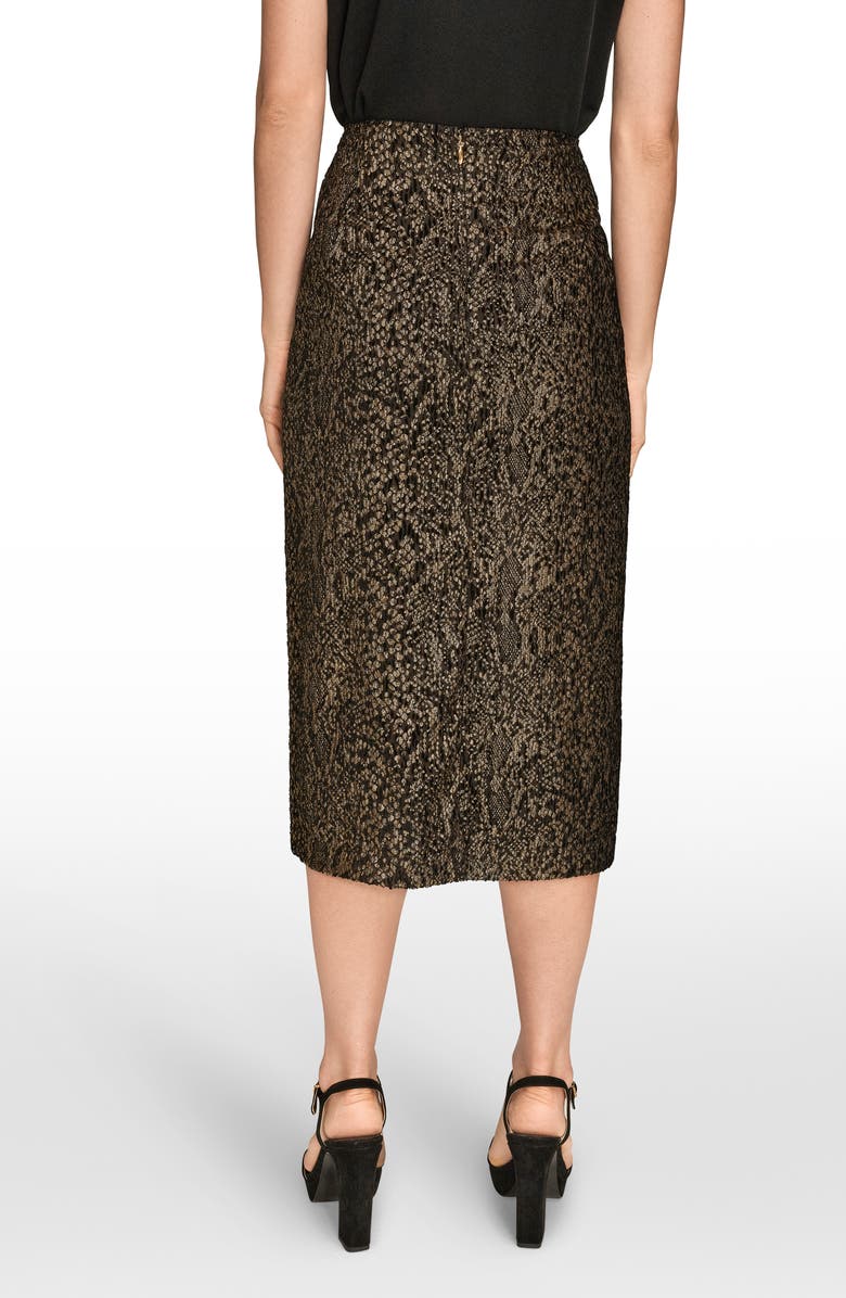 Donna Karan New York Metallic Burnout Faux Wrap Skirt, Alternate, color, Black/ Gold