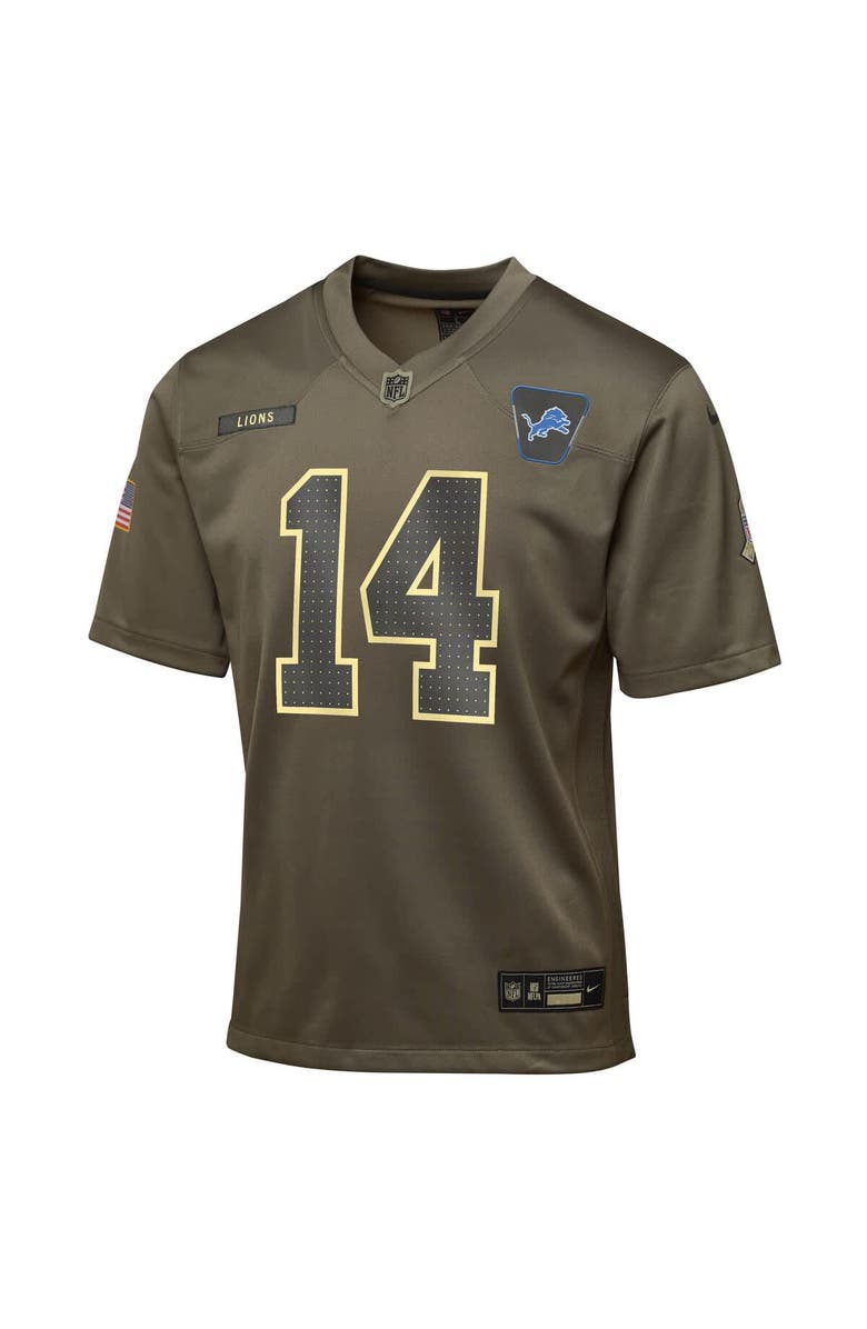 Nike Youth Nike Amon-Ra St. Brown Olive Detroit Lions 2025 Salute to Service Game Jersey, Alternate, color, Olive