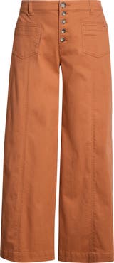 Wit & Wisdom 'Ab'Solution Skyrise Exposed Button Wide Leg Twill Pants