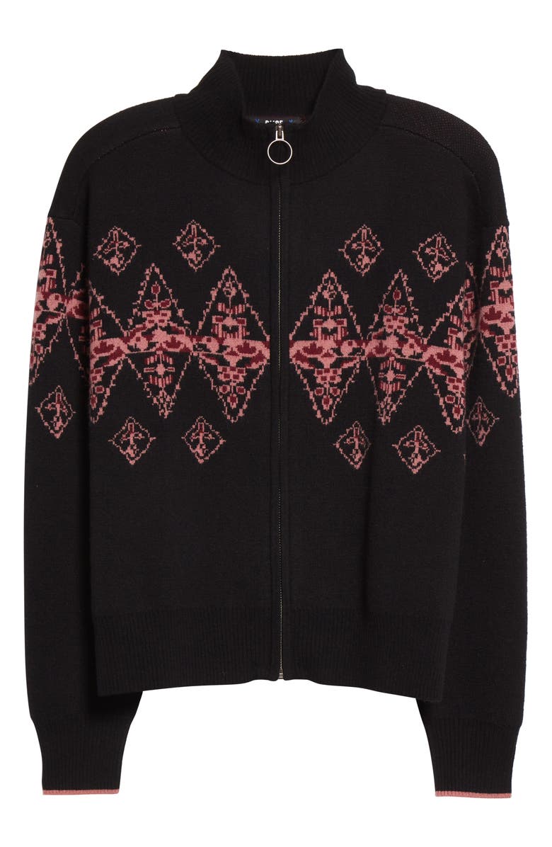 PAIGE Fabienne Wool Blend Zip-Up Sweater, Alternate, color, Black/Velvet Red