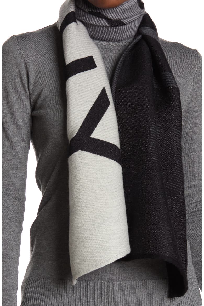 Degrade Wool Blend Scarf, Main, color, BLACK GREY
