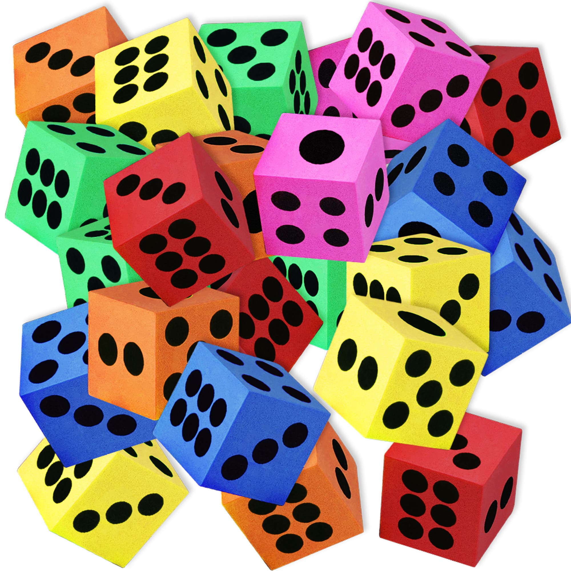 ArtCreativity Foam Dice 24 Pack 1.5 Inch Colorful 6 Sided Dice in Multicolored 