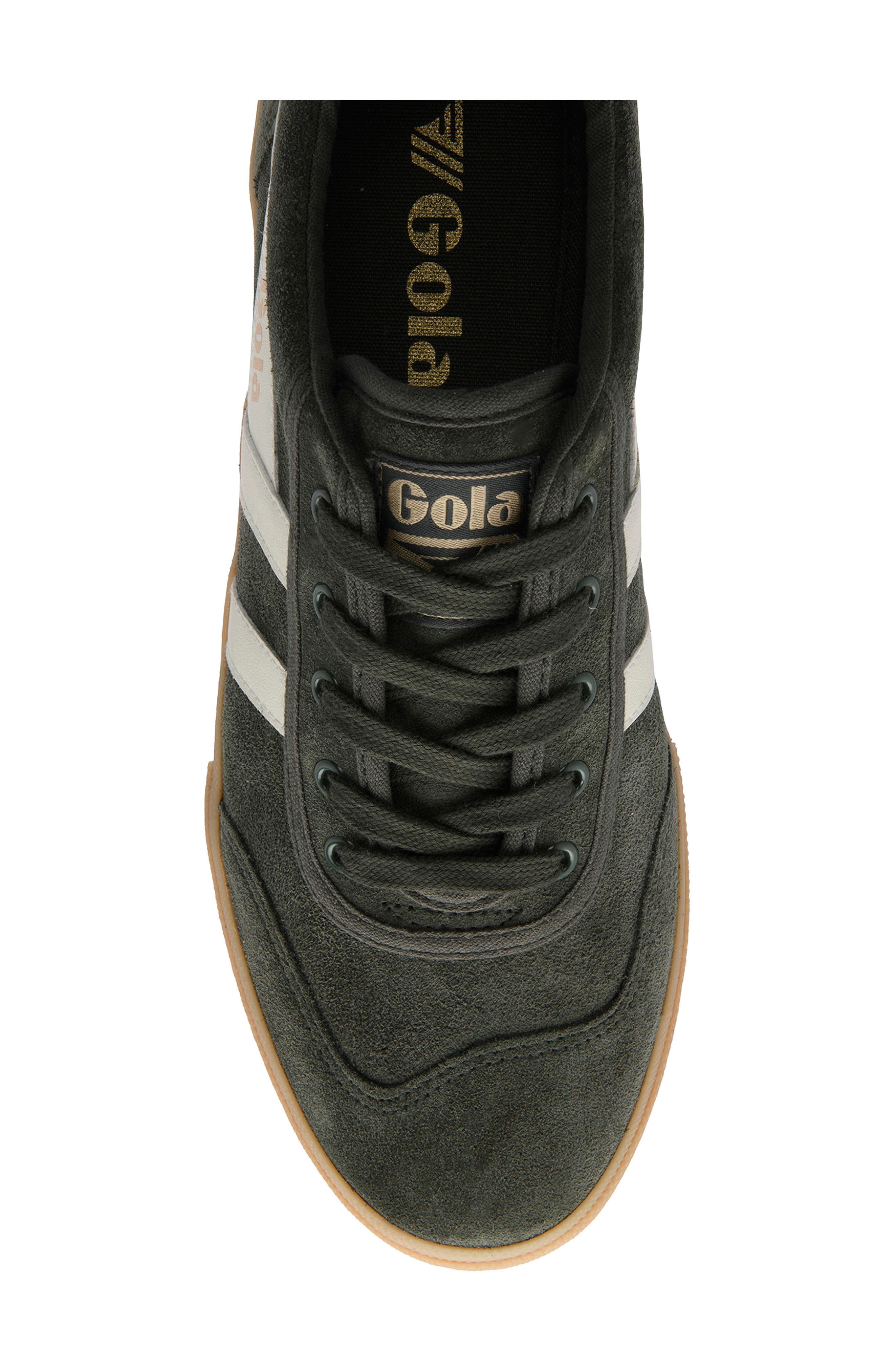 Badminton Suede Plimsoll Sneaker, Alternate, color, DARK KHAKI/ OFF WHITE/ GUM