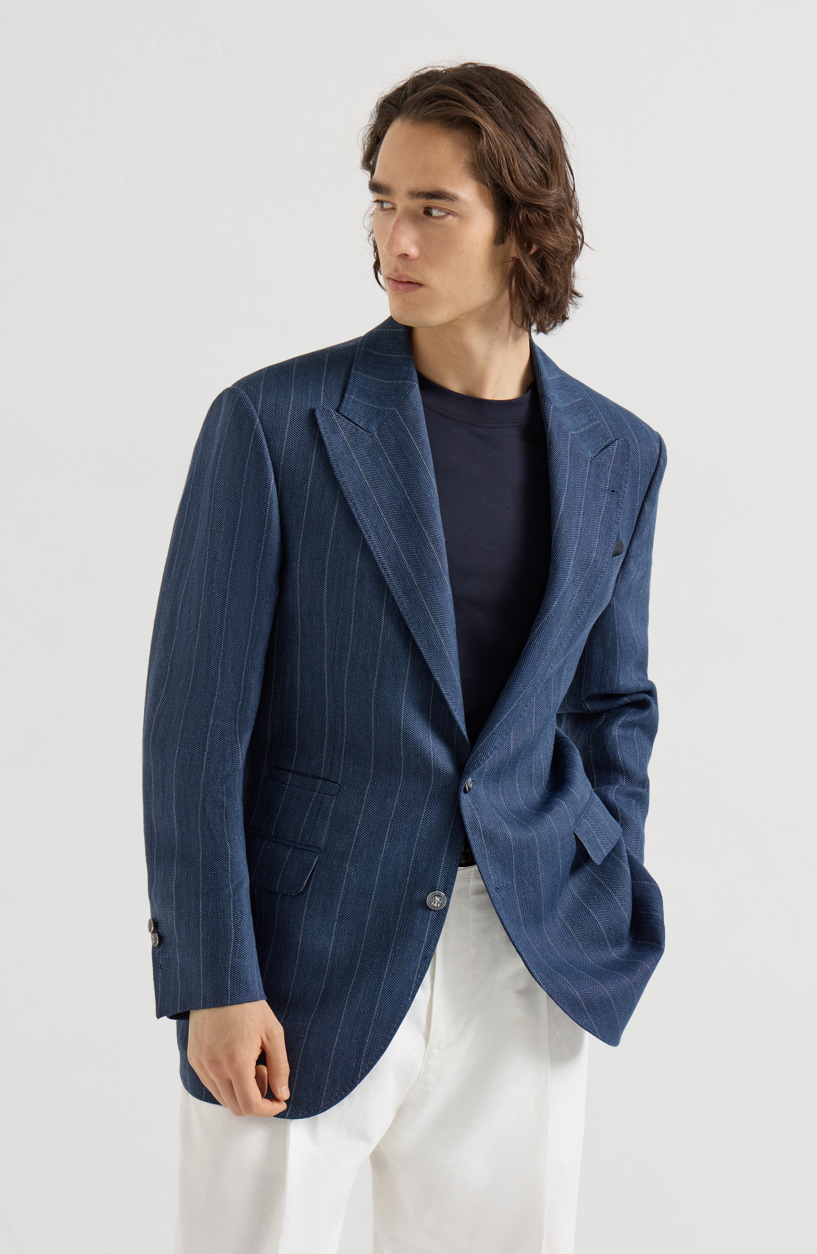 Chalk stripe chevron blazer