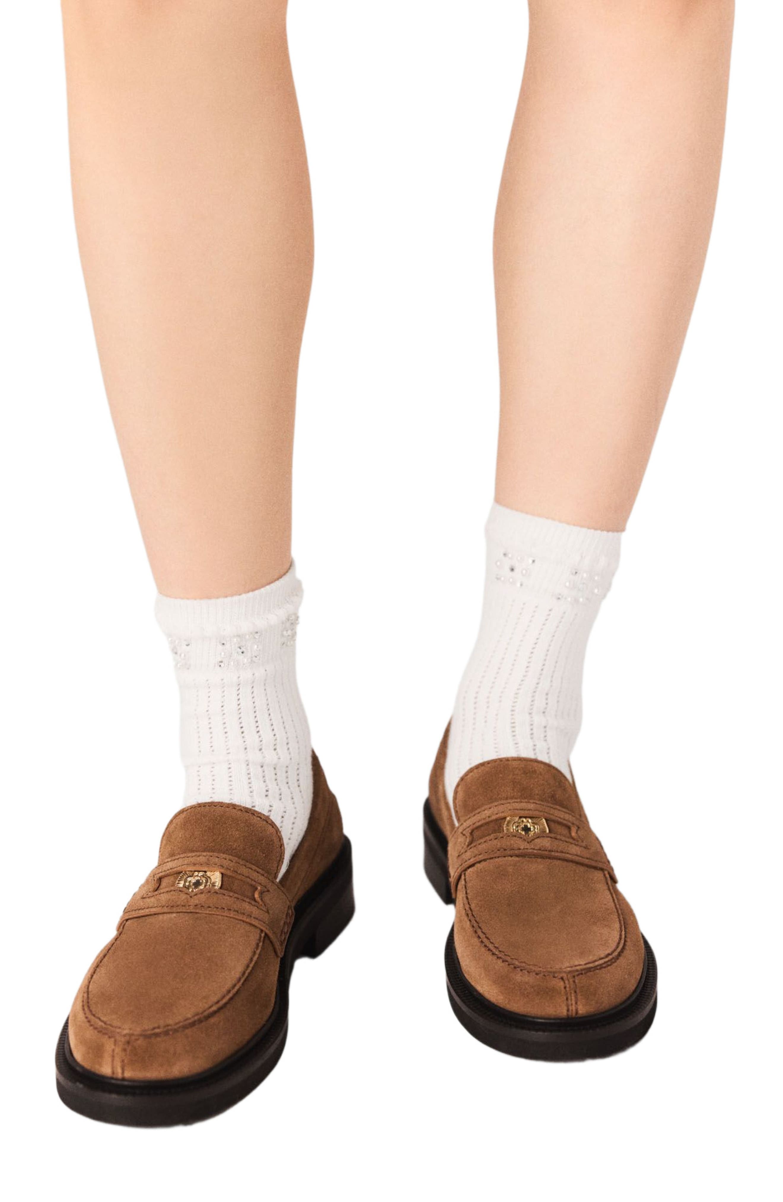 maje Suede loafers, Alternate, color, Camel