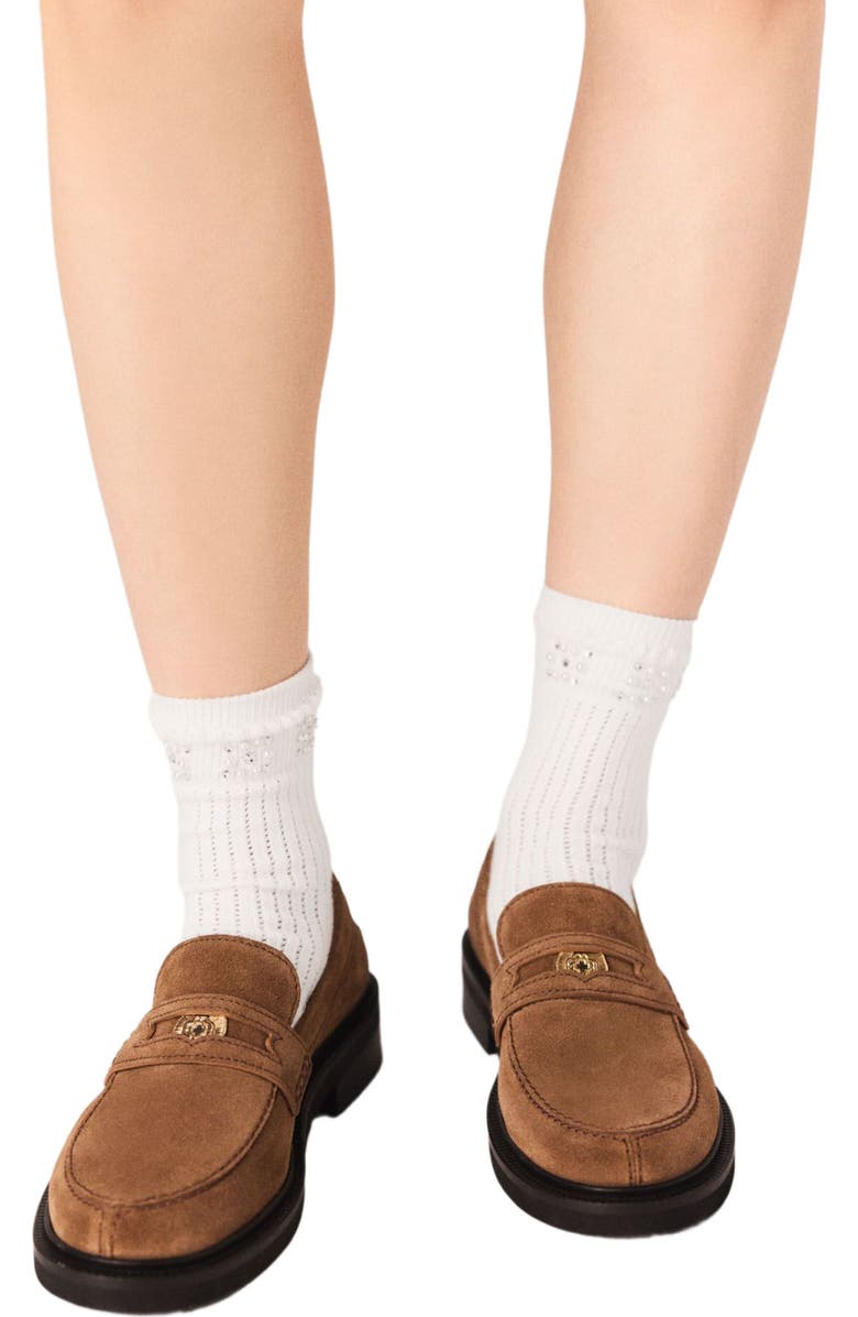 maje Suede loafers, Alternate, color, Camel