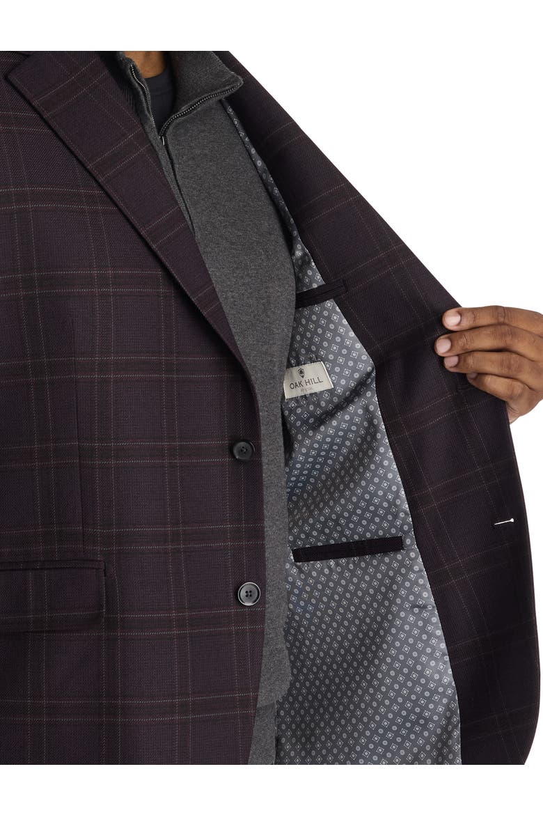 Big & Tall Windowpane Sport Coat, Alternate, color, BURGUNDY
