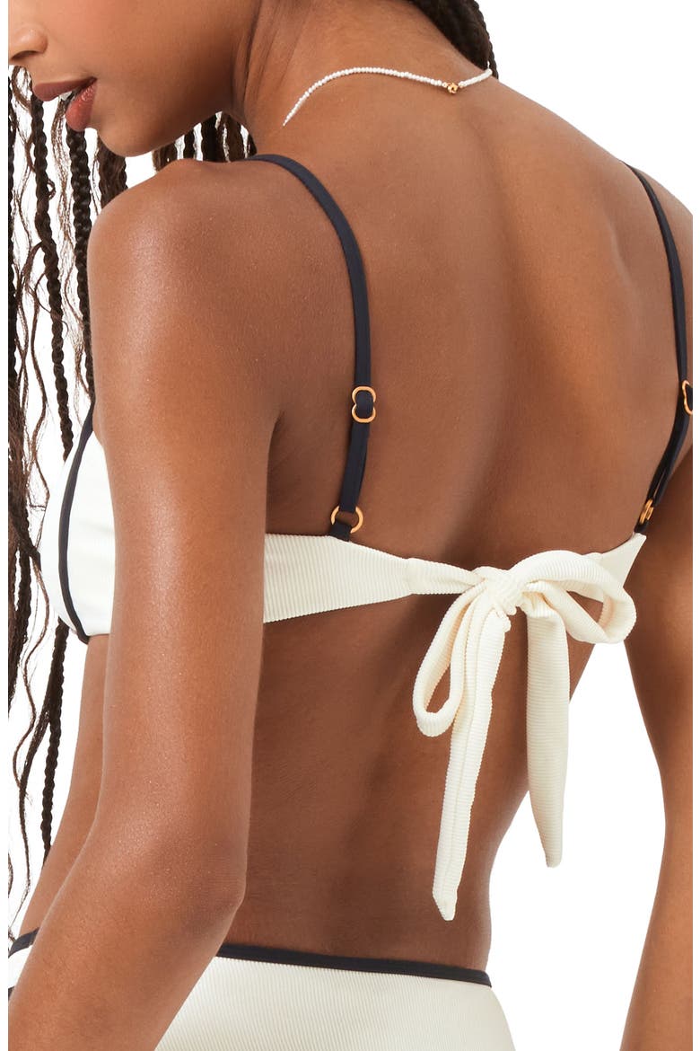 Hazel Ribbed Bikini Top, Alternate, color, CREAM/ BLACK