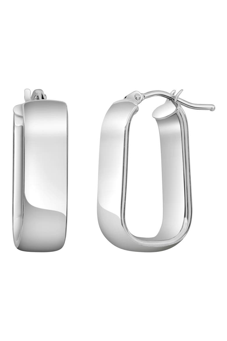 14K Gold Wide Rectangle Hoop Earrings (Nordstrom Exclusive), Main, color, 14K WHITE GOLD