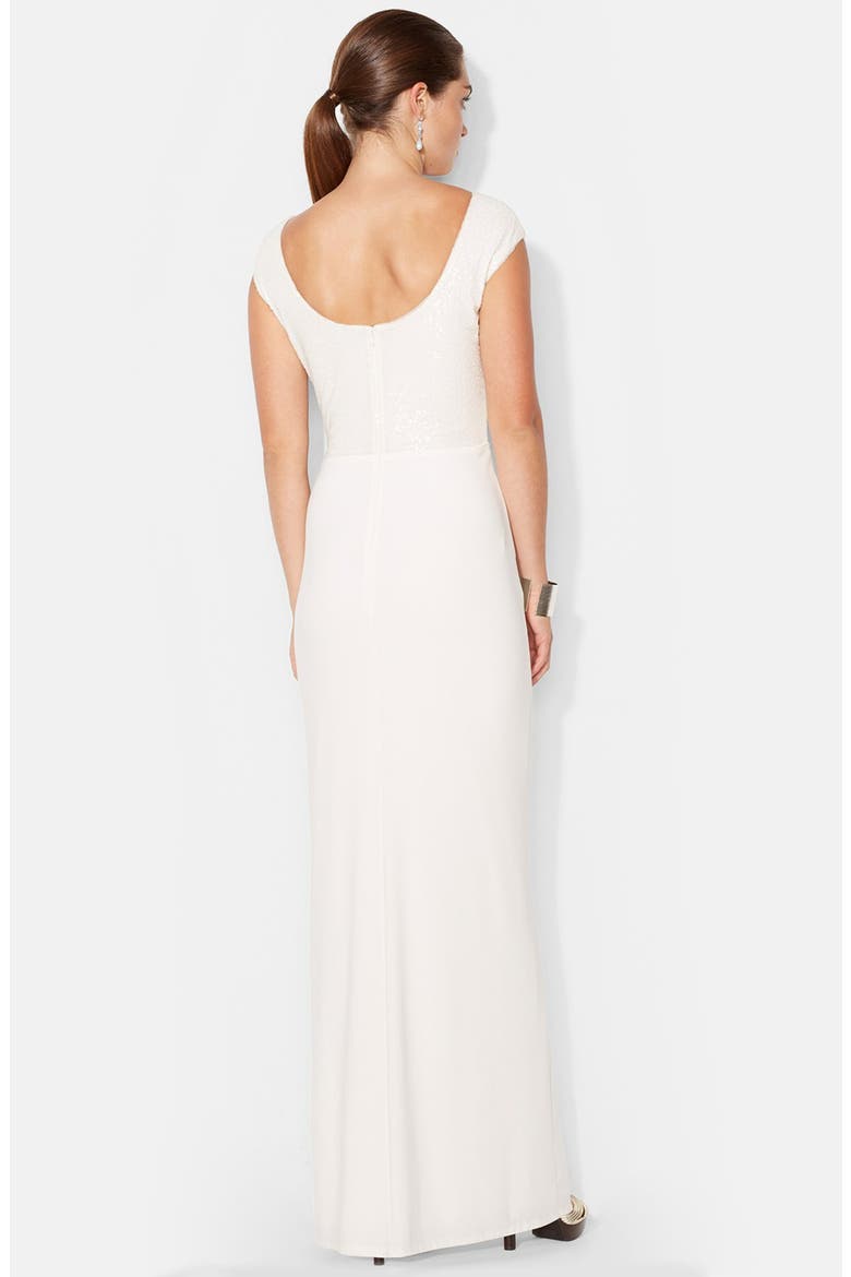 Sequin Jersey Gown, Alternate, color, LAUREN WHITE