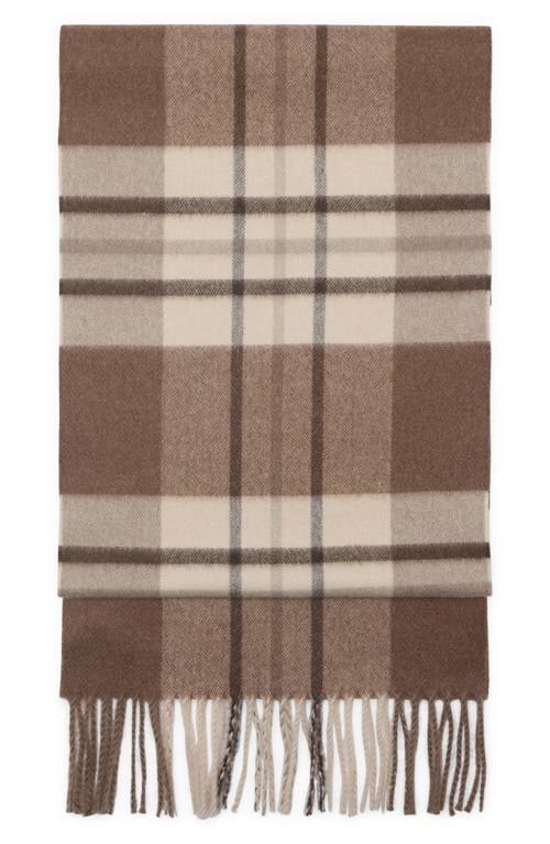 Mango Check Fringe Scarf In Khaki