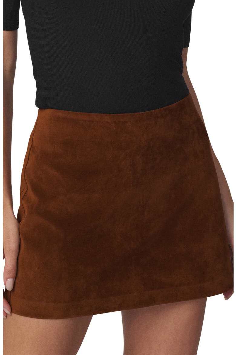 Faux Suede Miniskirt, Alternate, color, CHESTNUT