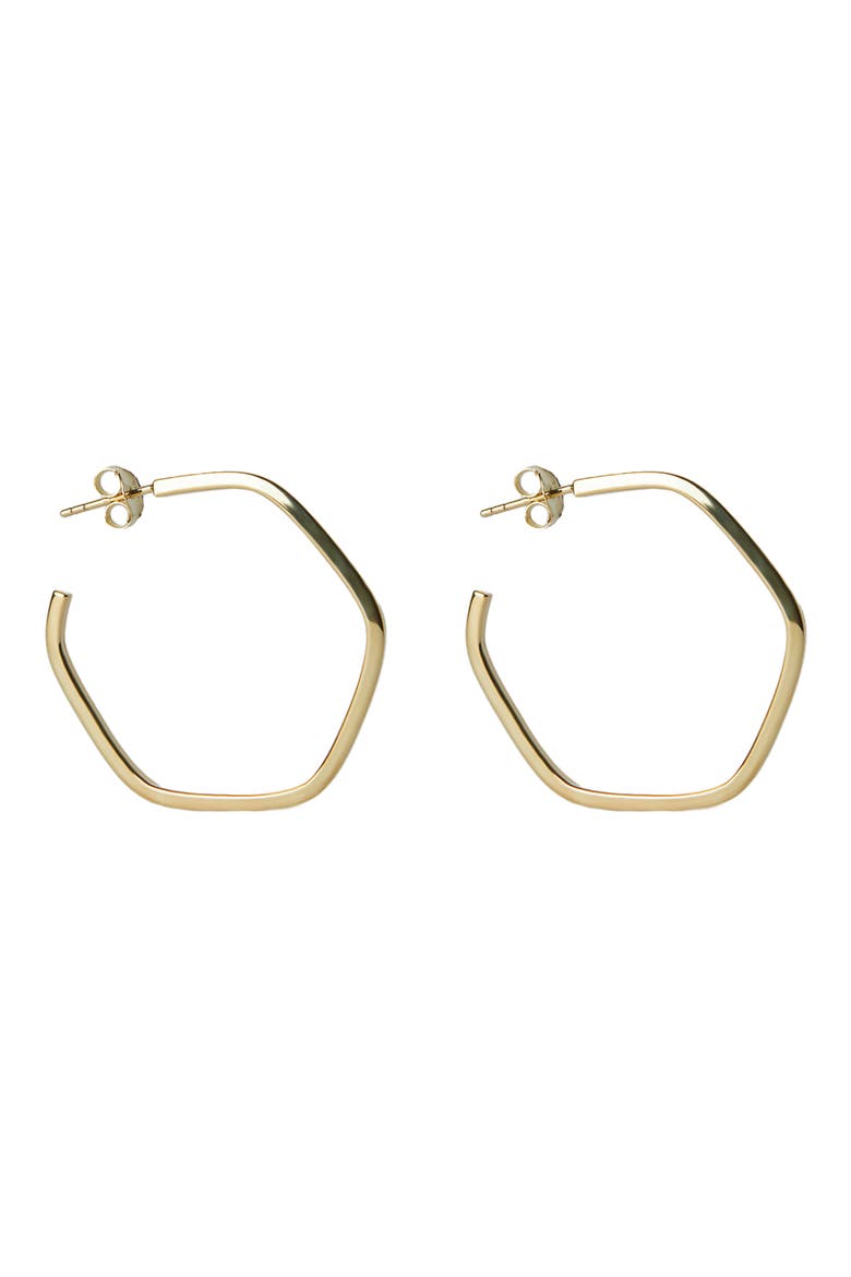 Hexagon Hoop Earrings, Main, color, GOLD