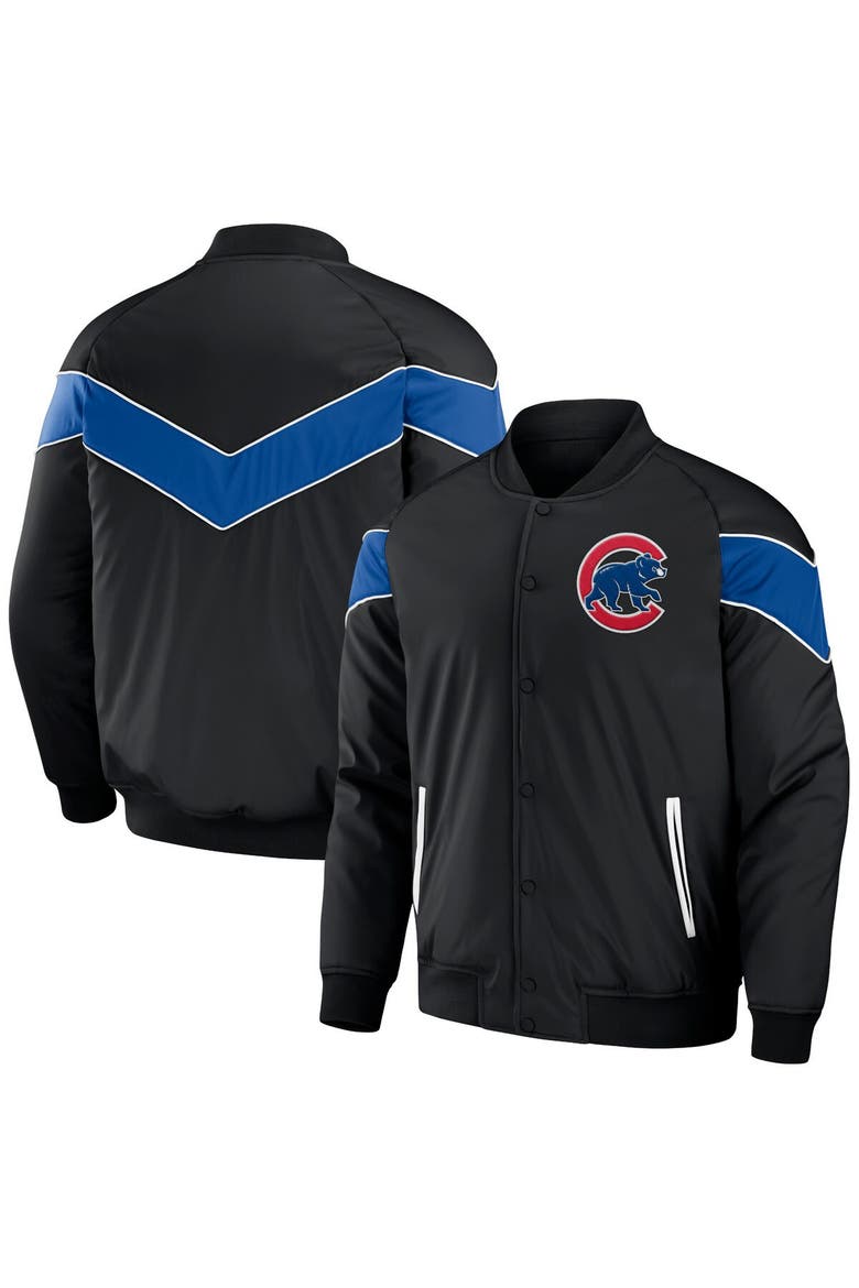 Men's Darius Rucker Collection by Fanatics Black Chicago Cubs Baseball Raglan Full-Snap Jacket, Main, color, Black