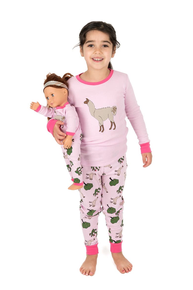 Llama Pajama & Matching Doll Pajama Set, Alternate, color, MULTI